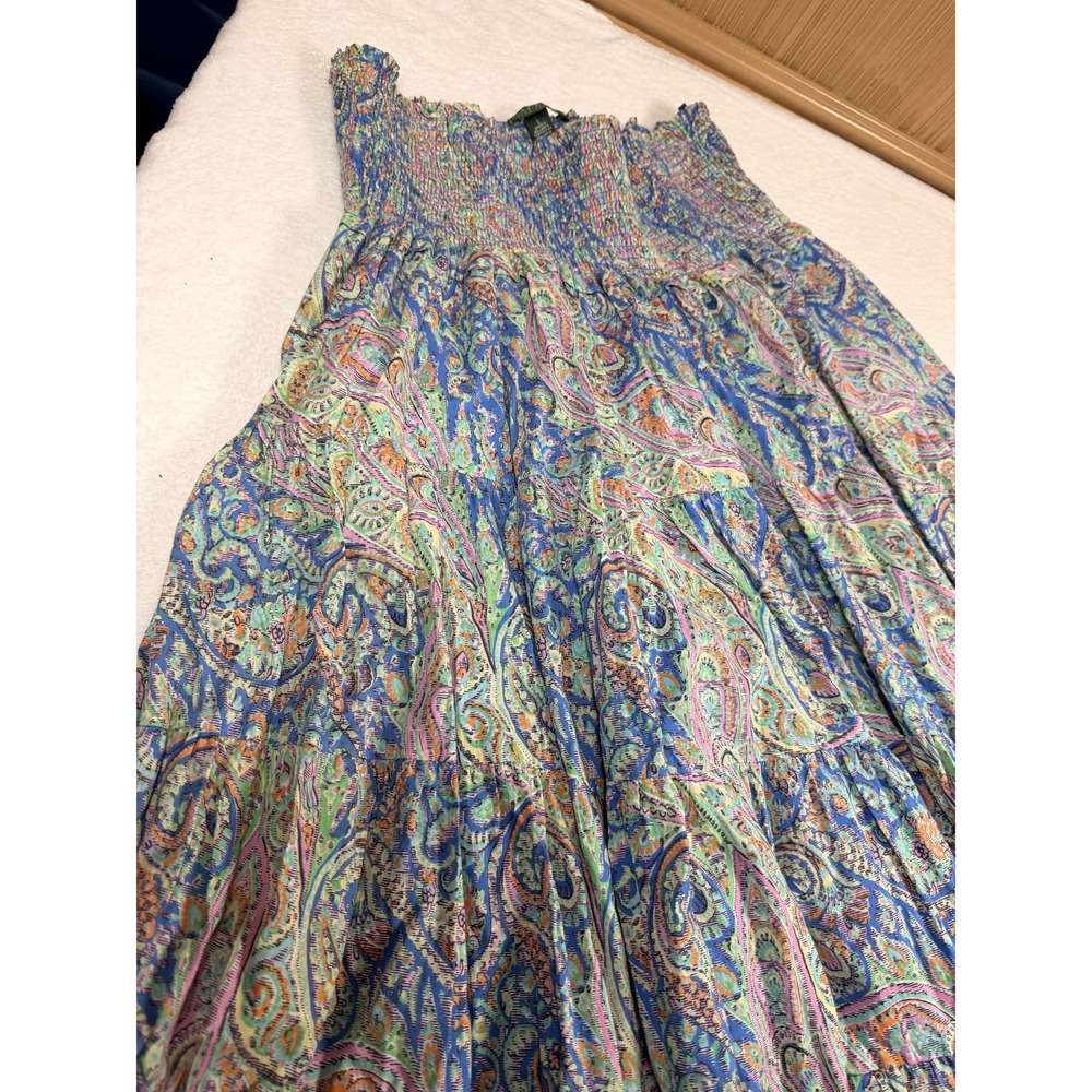 Lauren Ralph Lauren Skirt Womens L Multicolor Paisley Peasant Long Cotton Lined